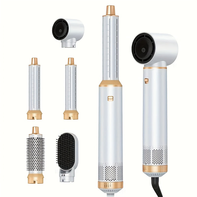 5-in-1 Hot Hair Brush Mutifunctional Hair Styler Hot Brush Hair Straightener Curling Iron Wand Electric Hair Curler Hair Styling Brush, EU Plug, Hair Styling Tools, Sleek Styling Tool, Metallic Finish, Versatile Styling Tool, Modern Styling Tool, Durable