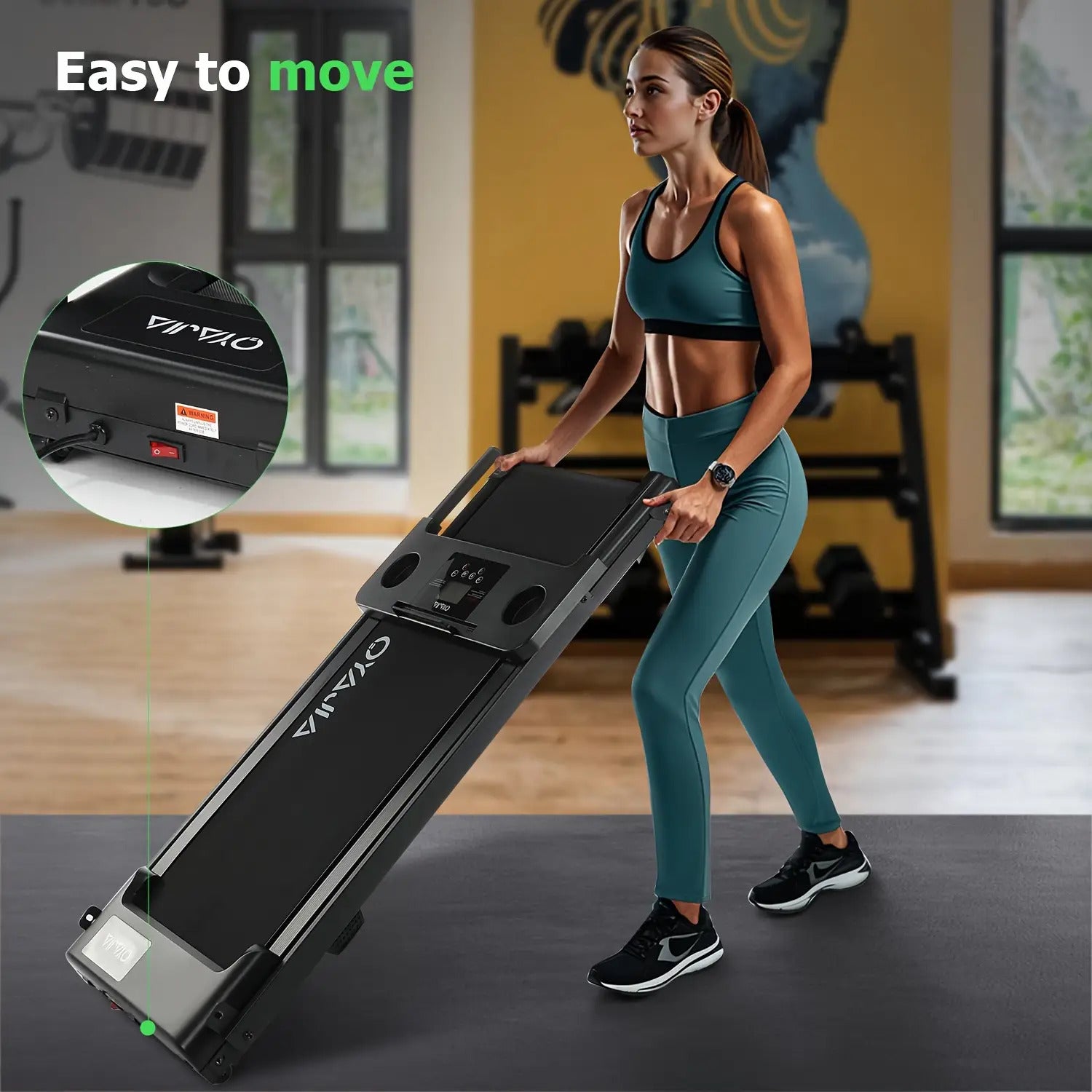 2-in-1 Faltbarer Laufband, Heim-Laufband, 2.0HP Spitzen-DC-Motor, 1-12KM/H Geschwindigkeitsanpassung, LED-Vierseitiges Display 12 voreingestellte Programme + Dreifachmodus-Umschaltung Musiklautsprecher, Breiter Laufbahn, Heim-Fitnessgerät, Heim-Falten, Oh