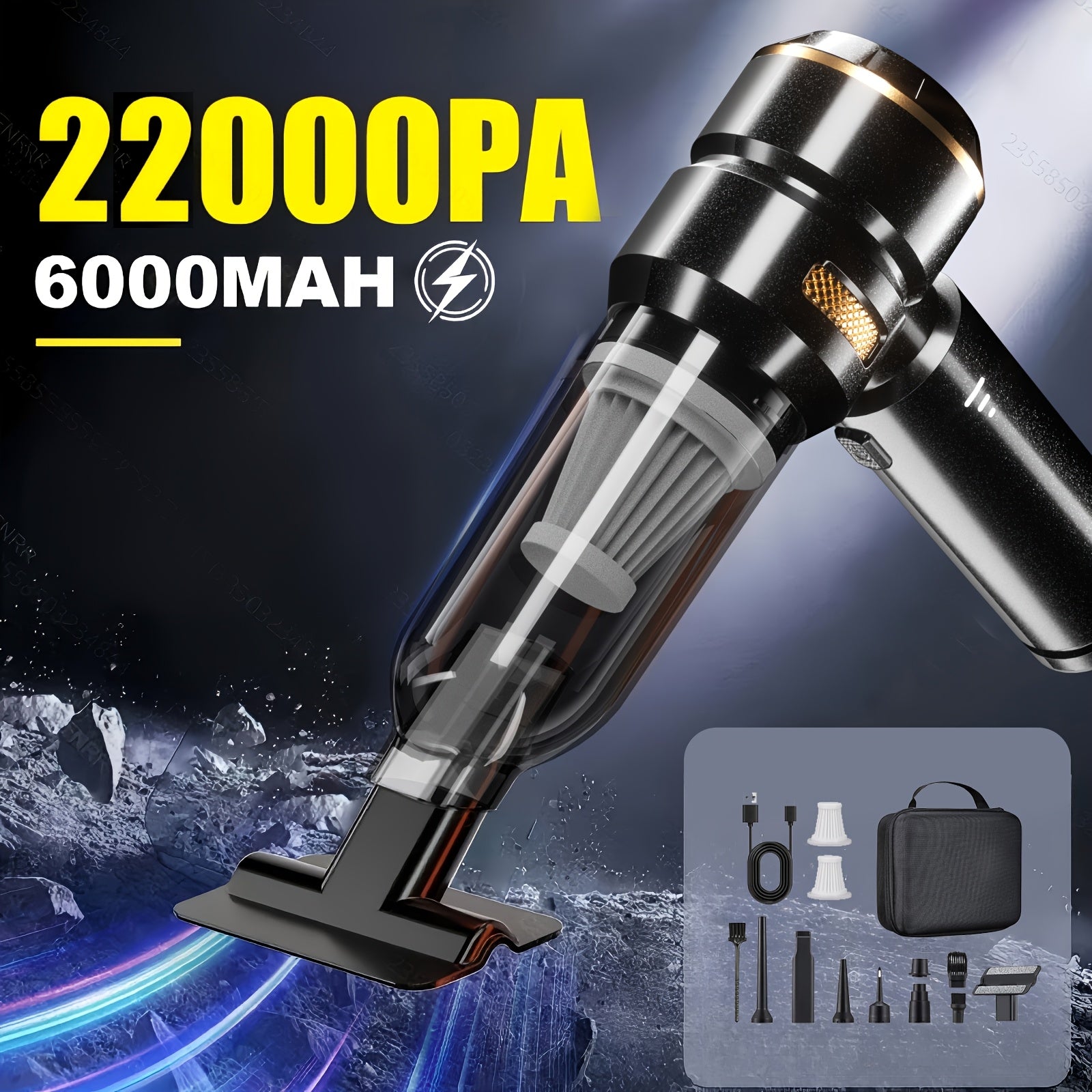 22000PA High Power Car Vacuum Cleaner, R Mini Vacuum Cleaner, Rechargeable Handheld Vacuum, Portable Cordless Compressed Air Duster Air Blower for Car Home