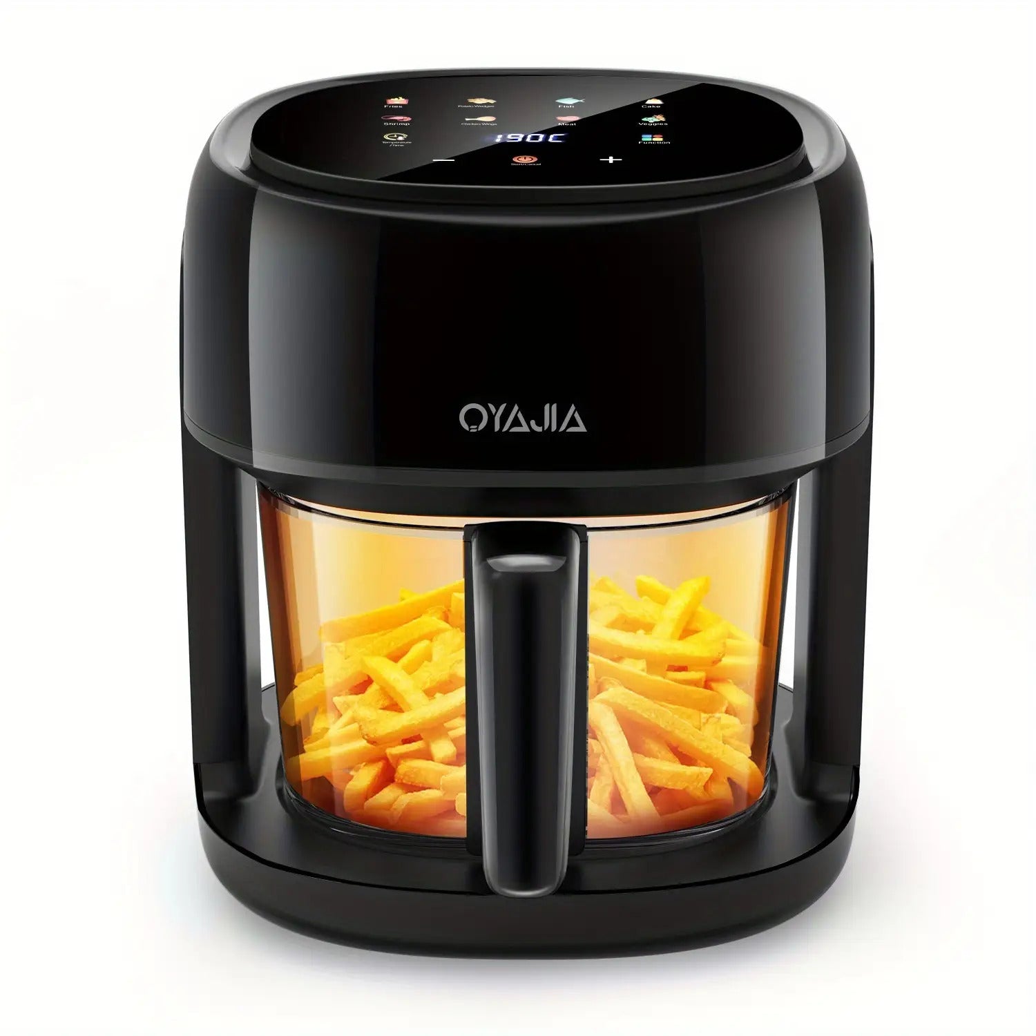 5L Großvolumige Heißluftfritteuse, Glas-Korb-Design, 1800W, 8 Touch-Voreinstellungen, Leicht zu Reinigen, Gesundes und Ölfreies Braten, Geeignet für Familientreffen & Küchengebrauch