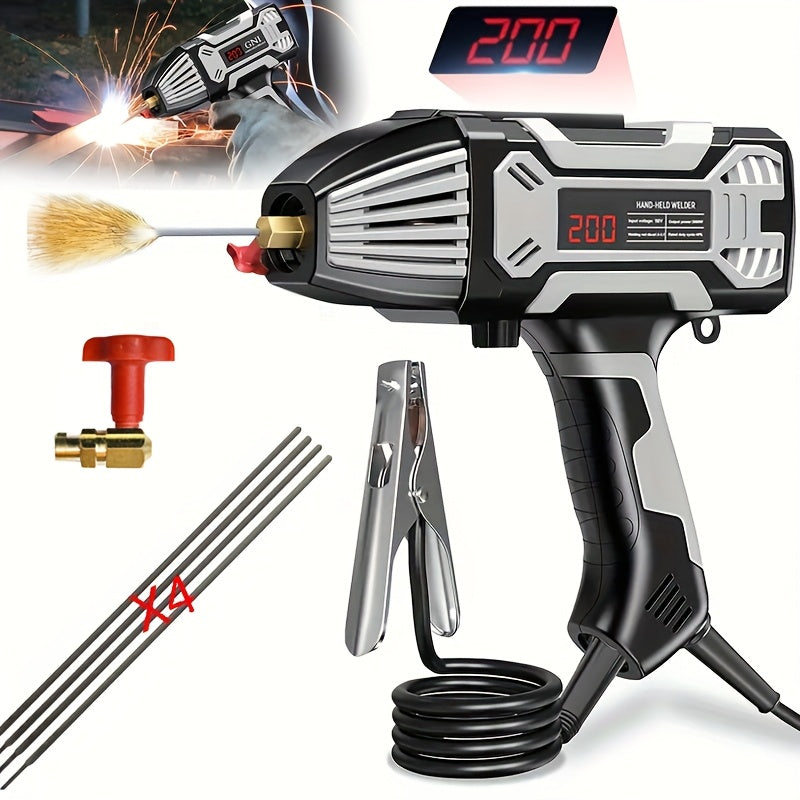 200 Ampere Tragbarer Lichtbogen-Schweißgerät | Handgehaltenes Schweißgerät | IGBT-Inverter | Digitale LCD-Anzeige | Mini-Lichtbogenschweißgerät | Tragbares Stabschweißgerät | Perfekt für DIY und Anfänger | Inklusive Zubehör