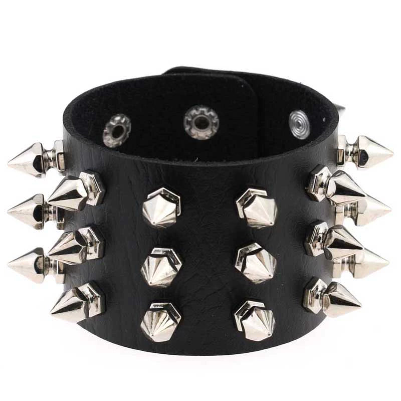 Punk style European and American exaggerated leather bracelet rivet bracelet hip hop street dance street shot wristband men's and women's jewelry personalized bracelet