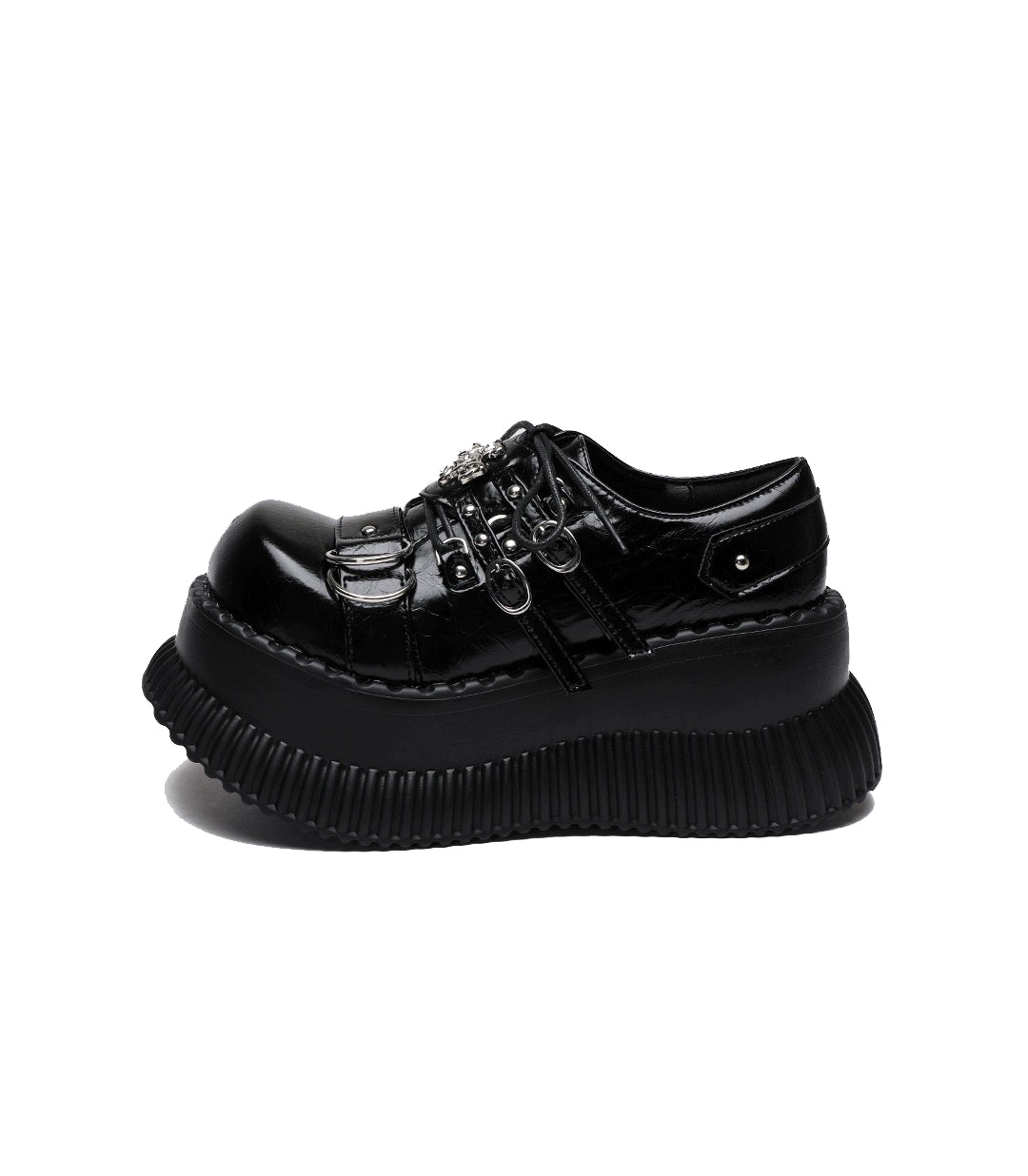 Niche platform shoes women's autumn and winter metal punk style Spice girl sweet and cool muffin shoes subculture small man height increase single shoes