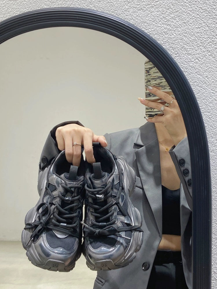 New casual board shoes big head small man showing feet small sports old retro American brown platform dad shoes women