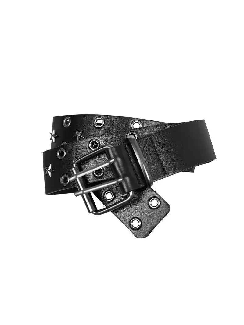 Y2k personality punk rivet retro love wings casual pink belt men and women same belt