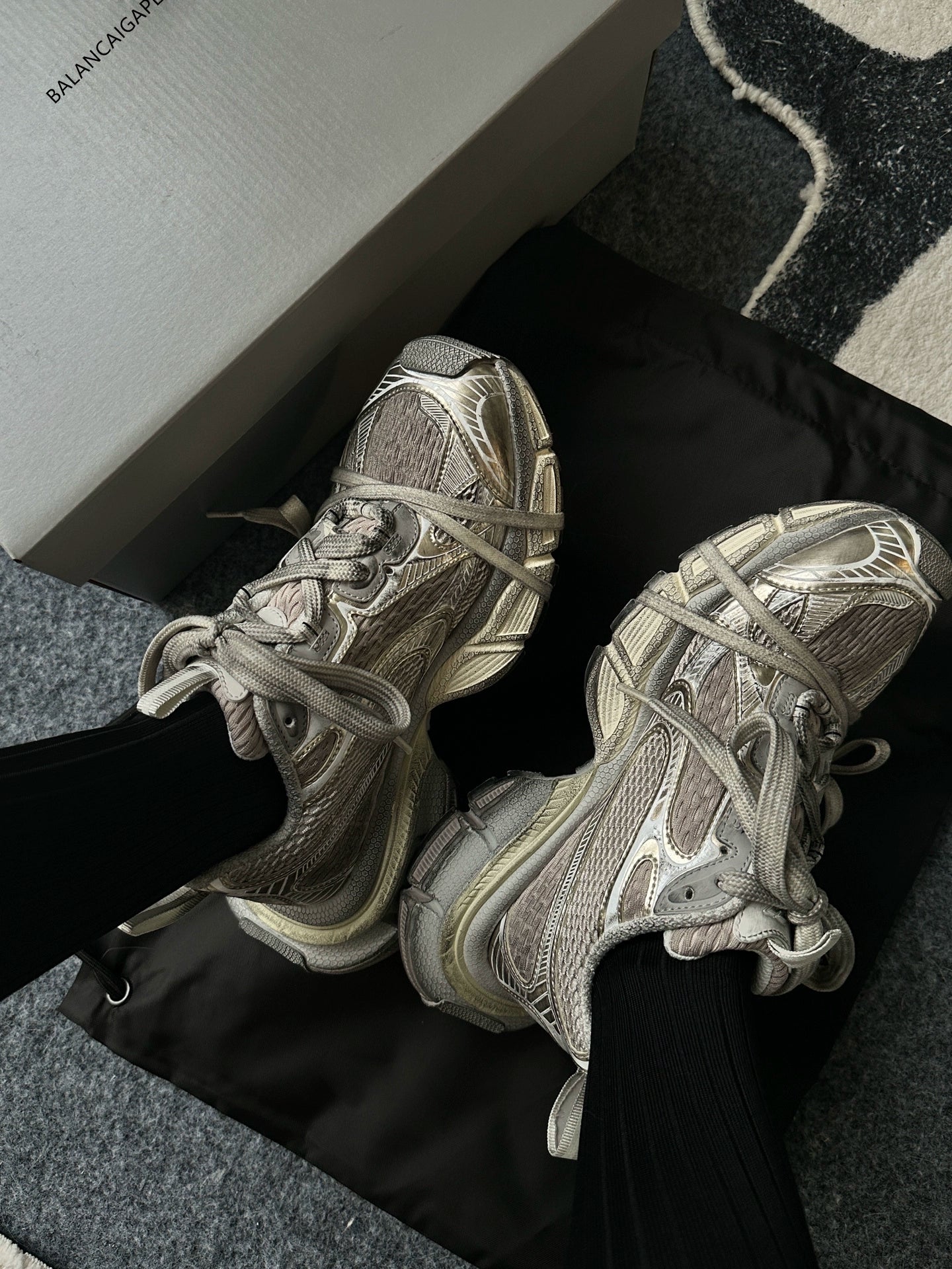Paris 3xl dad shoes women's old ninth generation 2024 spring new women's shoes heightening sports platform shoes tide