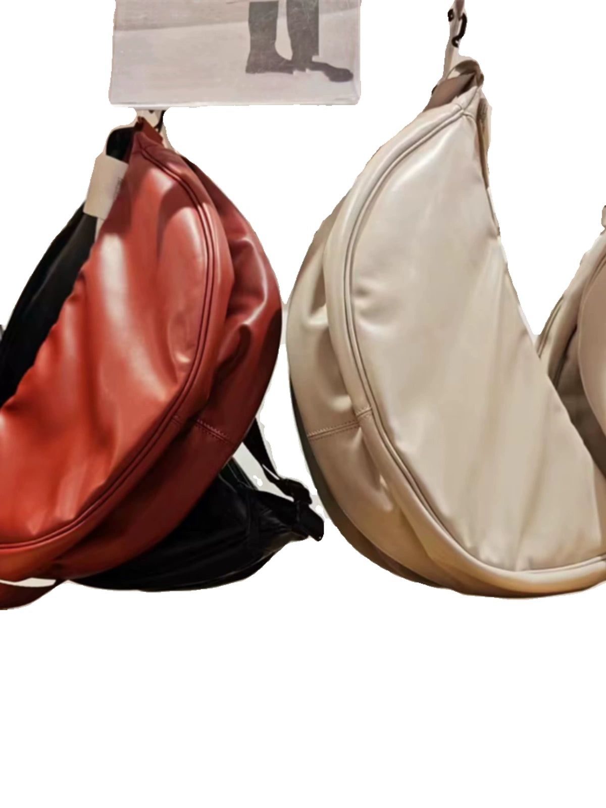 Men's and women's adjustable handbags, dumpling bags, shoulder bags, imitation leather curved shoulder backpacks, messenger bags.