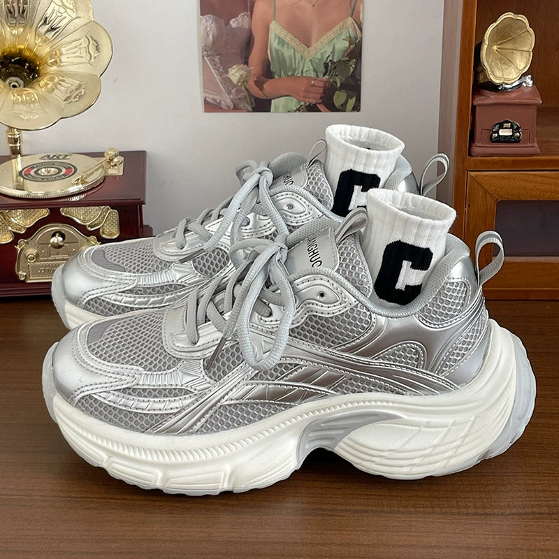 Retro old dad shoes women's 2024 new thick-soled heightening versatile sports and leisure shoes women
