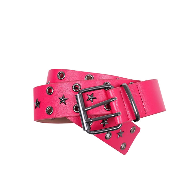 Y2k personality punk rivet retro love wings casual pink belt men and women same belt