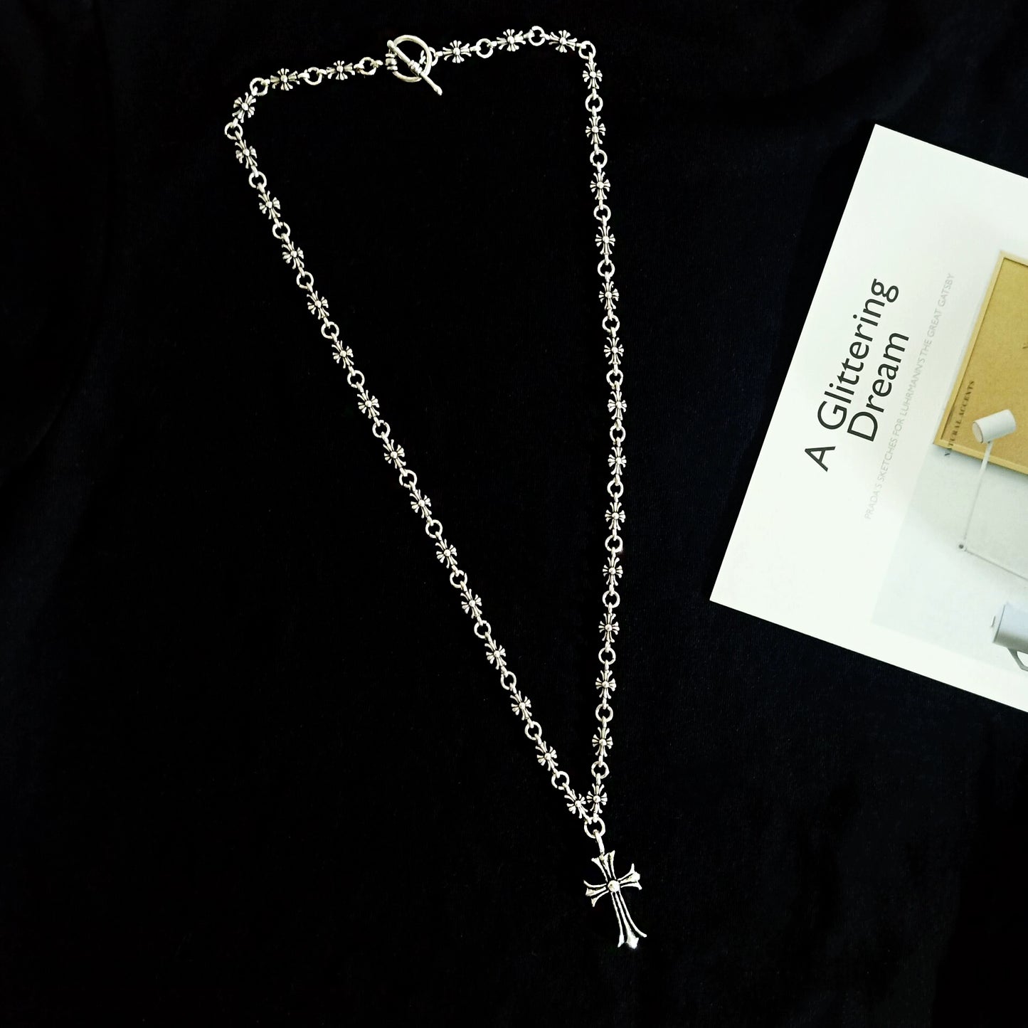 Simple cross necklace personalized crochet sweater chain for men and women