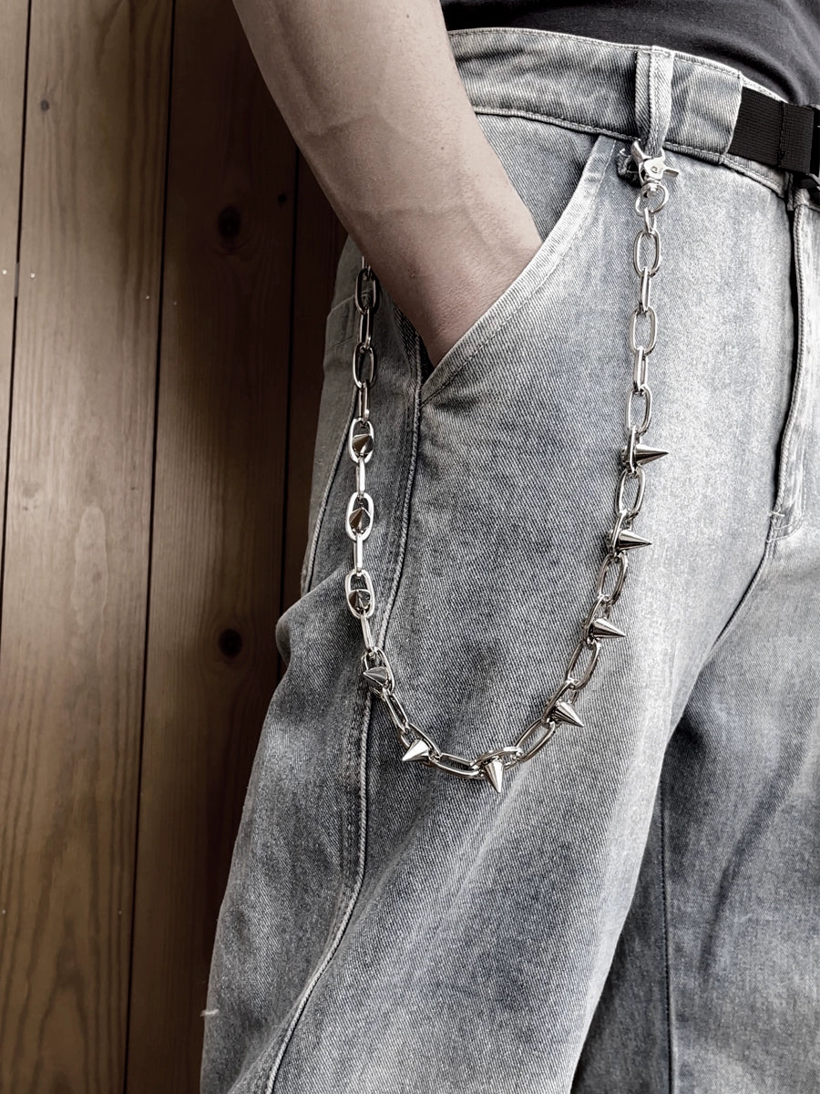 Punk Metal Rivets Spikes Bullets Waist Chains Rock Jeans Chains Accessories High Street Trouser Chains