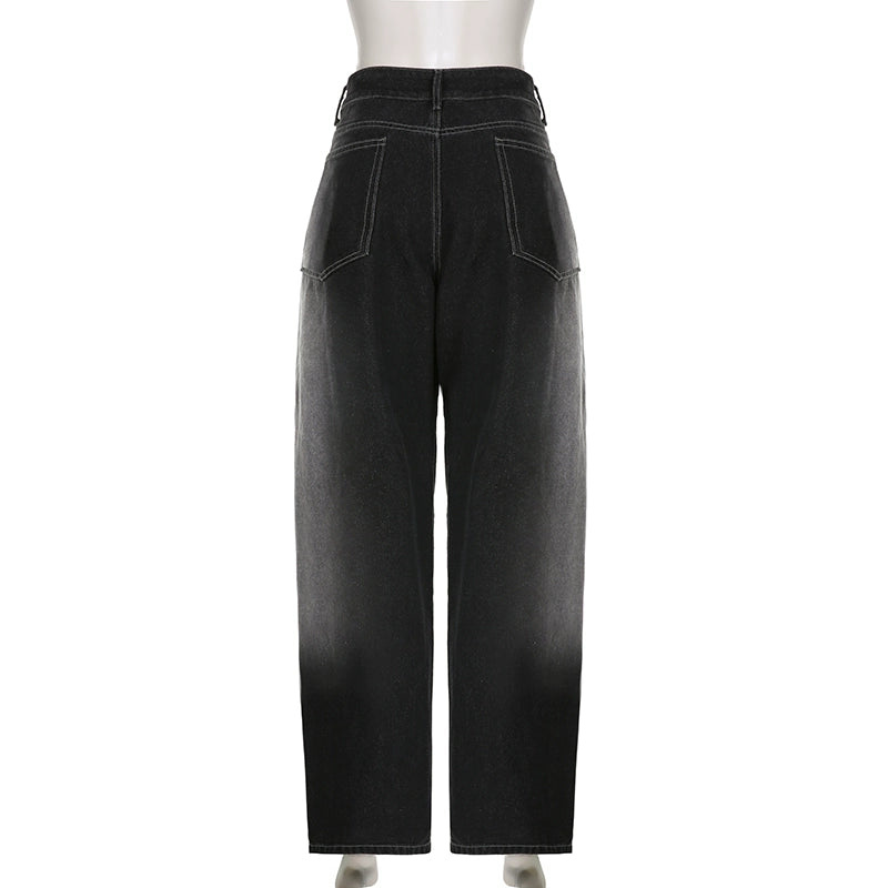 Design pleated loose trouser legs casual pants versatile polished white washed jeans