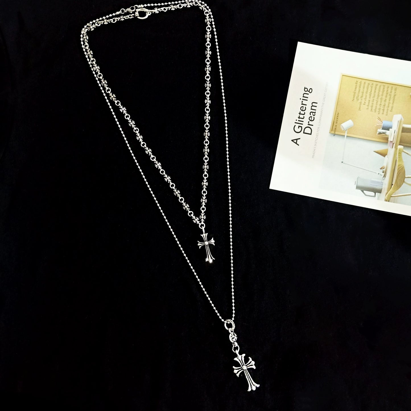 Simple cross necklace personalized crochet sweater chain for men and women