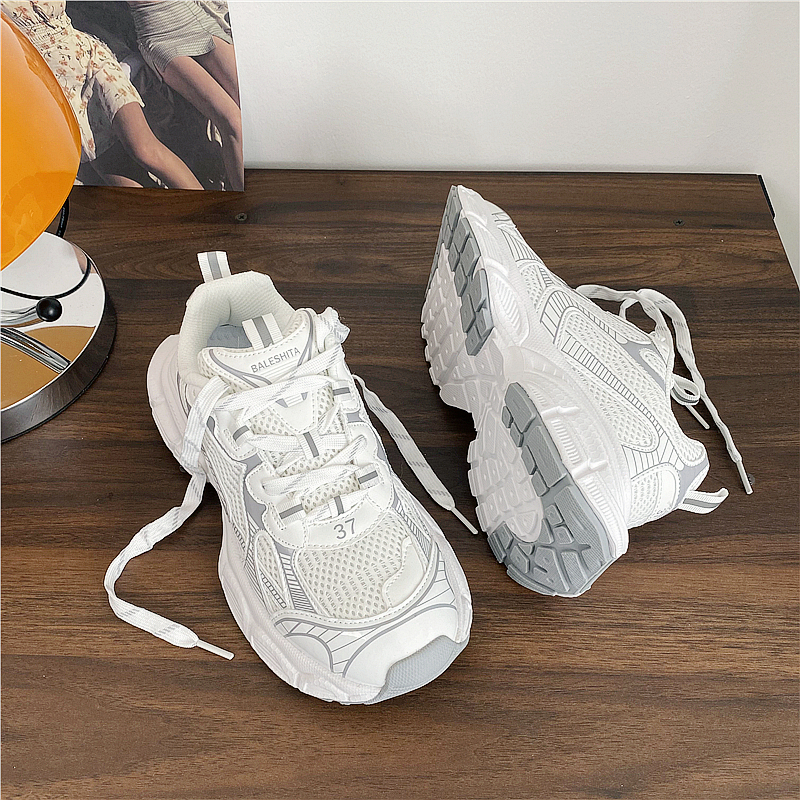Hong Kong style mesh platform dad shoes men's shoes niche couple casual sports shoes women's 2024 winter new