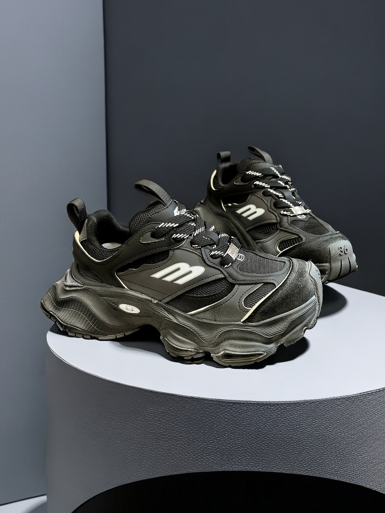 2024 winter new paris dad shoes women's retro old breathable thick-soled heightening sneakers couple