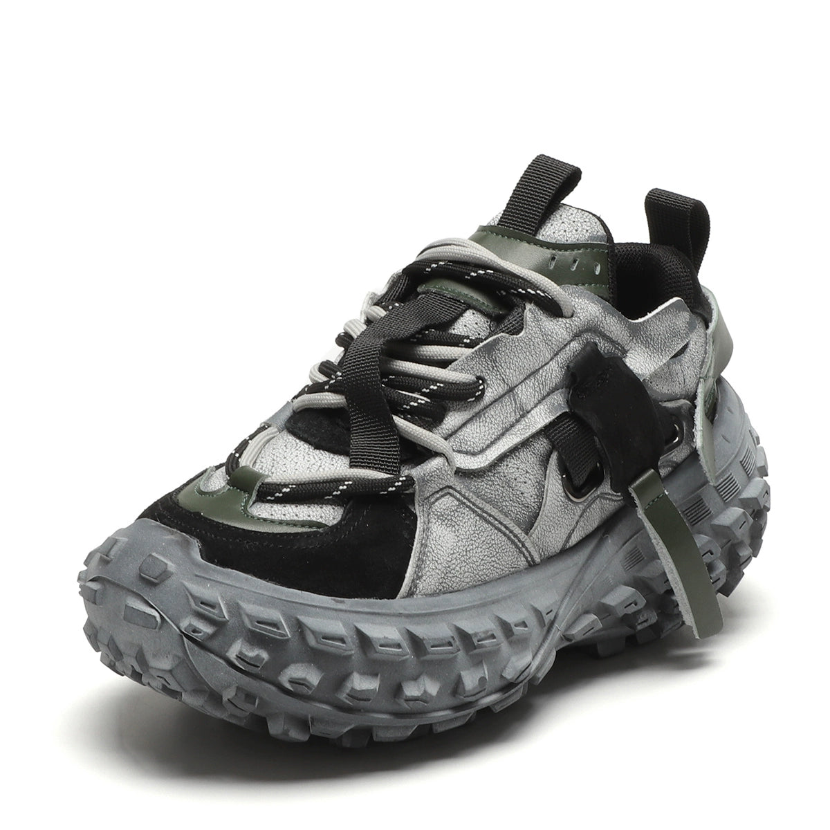 Tire sole leather dad shoes women's autumn 2024 new European retro old sports shoes fried street tank shoes tide