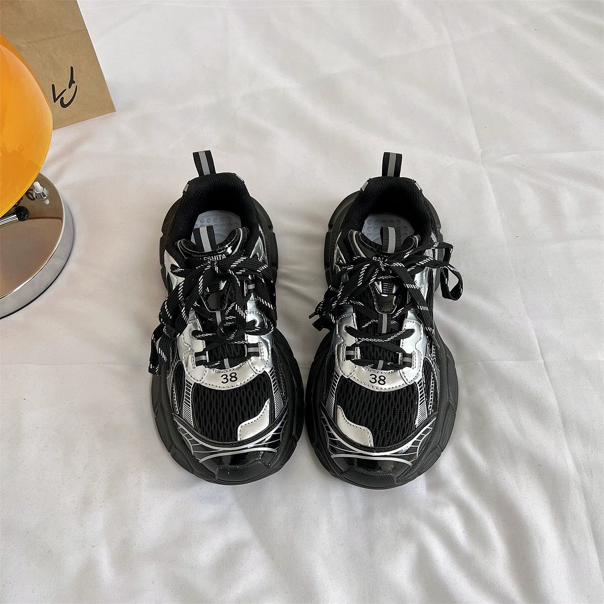Hong Kong style mesh platform dad shoes men's shoes niche couple casual sports shoes women's 2024 winter new