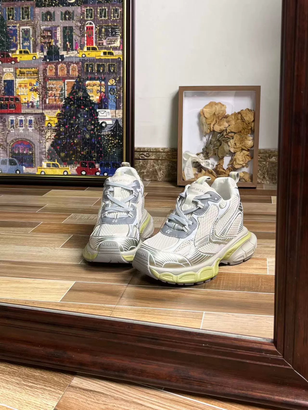 Paris style heightened 5CM~ grid polished dad shoes women's platform sports shoes old retro casual women's shoes