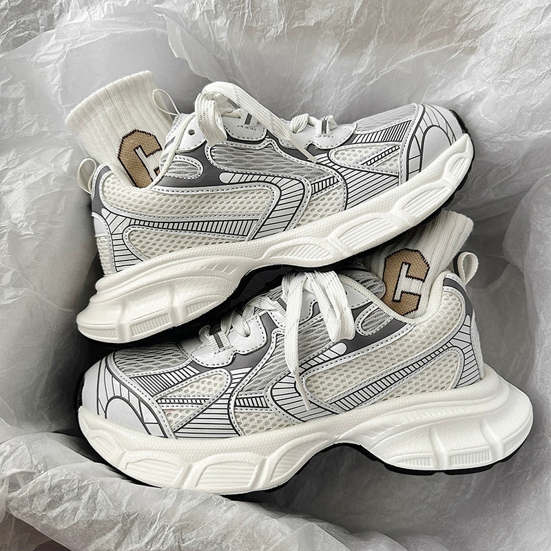 Retro old dad shoes women's 2024 new thick-soled heightening versatile sports and leisure shoes women