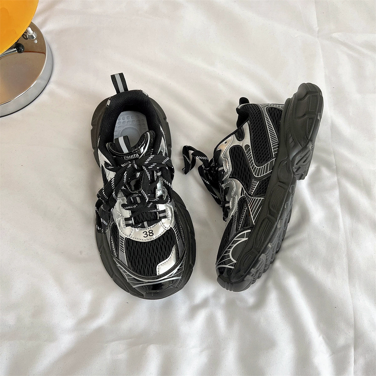 Hong Kong style mesh platform dad shoes men's shoes niche couple casual sports shoes women's 2024 winter new
