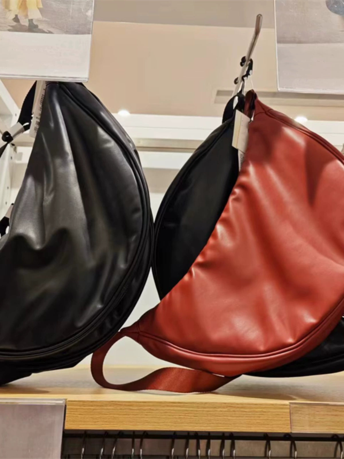 Men's and women's adjustable handbags, dumpling bags, shoulder bags, imitation leather curved shoulder backpacks, messenger bags.