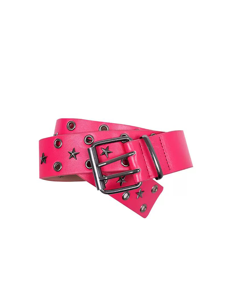 Y2k personality punk rivet retro love wings casual pink belt men and women same belt