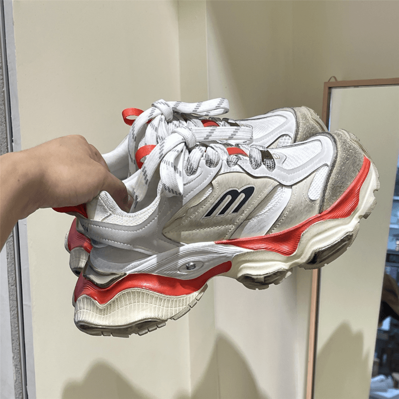 2024 winter new paris dad shoes women's retro old breathable thick-soled heightening sneakers couple