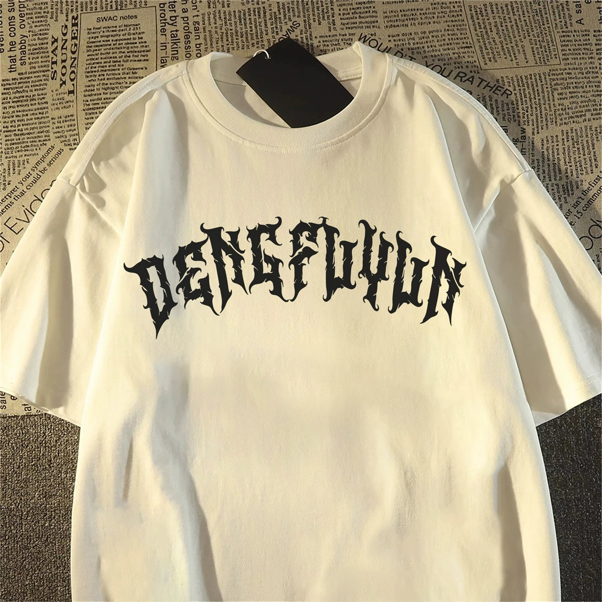 American retro skull print cotton short-sleeved t-shirt for women and men, summer European and American street fashion brand top