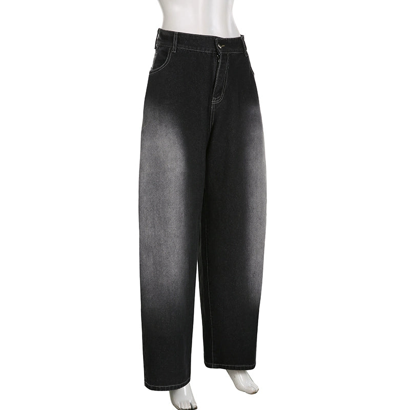 Design pleated loose trouser legs casual pants versatile polished white washed jeans