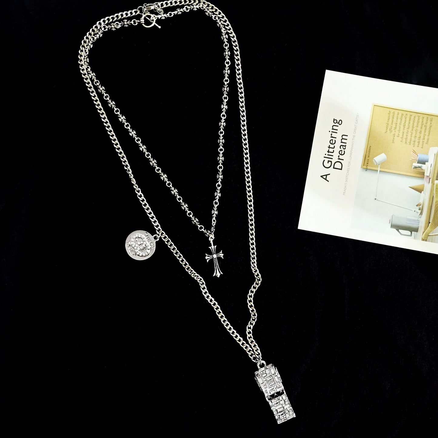 Simple cross necklace personalized crochet sweater chain for men and women