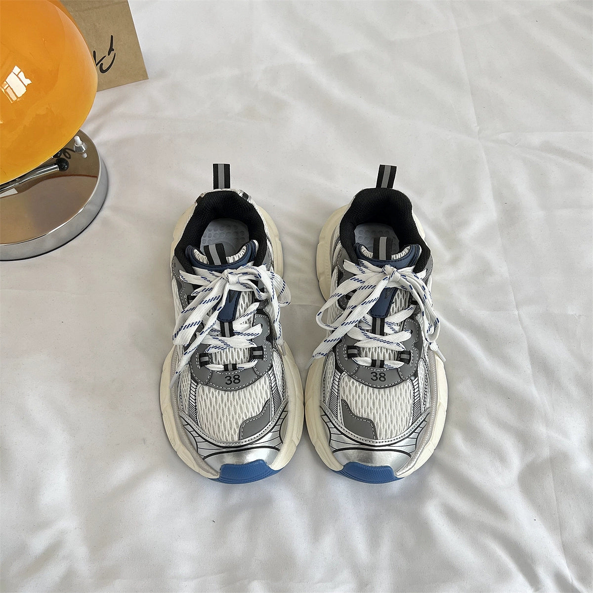 Hong Kong style mesh platform dad shoes men's shoes niche couple casual sports shoes women's 2024 winter new