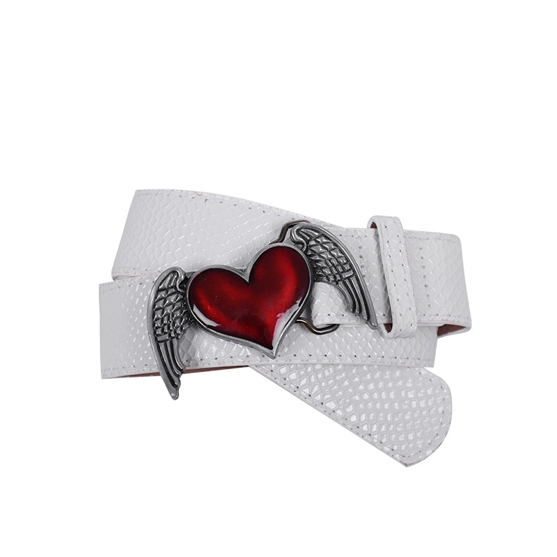 Y2k personality punk rivet retro love wings casual pink belt men and women same belt