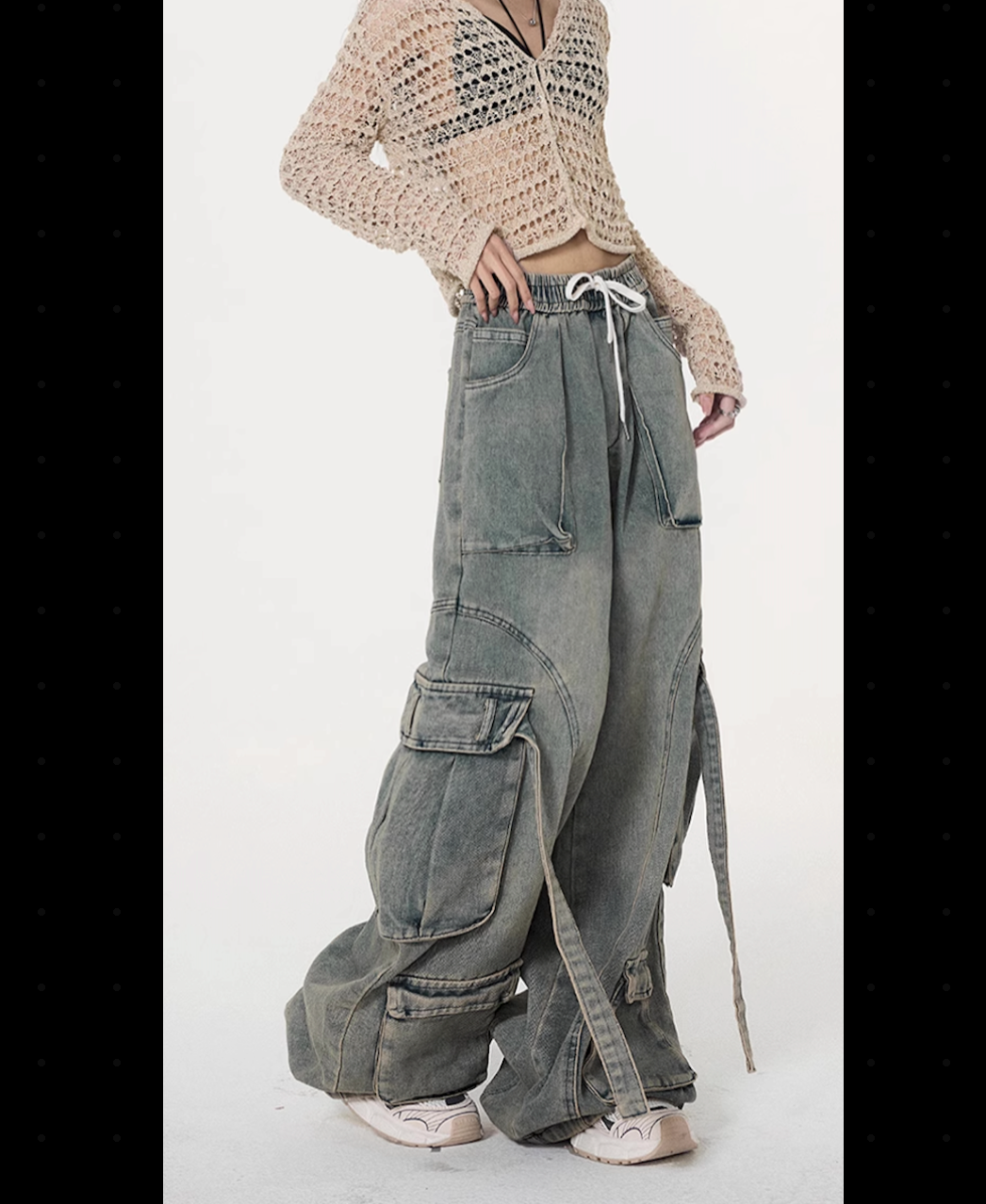 American retro washed old high-waisted jeans straight and thin jeans autumn new female spring and autumn