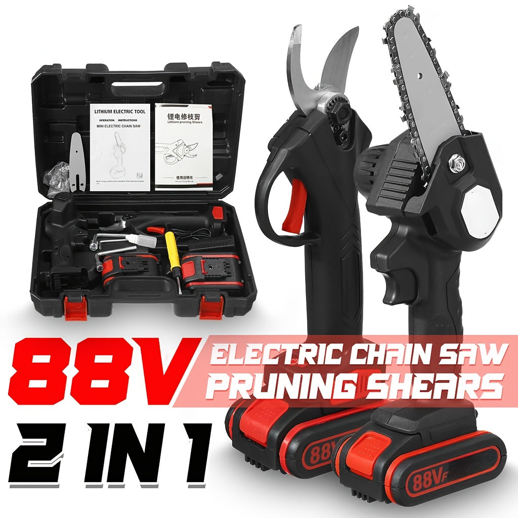 21V 4inch Pruning-saw And 21V 25mm Electric Pruning Shear Set, Lightweight And Portable, Perfect for Pruning, Splitting Firewood, Cutting Wood, Cutting Or Trimming Or Less Branches In Fruit Orchards, Vineyards