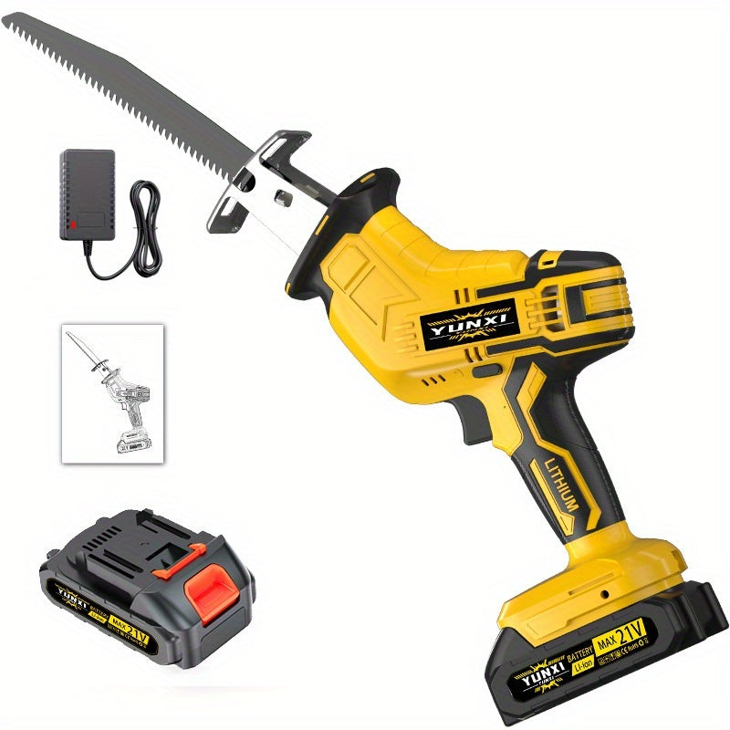 Machine ONLY The Wireless Electric Reciprocating Saw Multifunctional Reciprocating Saw Kit Is Suitable For Cutting Wood/metal/PVC, With A Safety Lock Reciprocating Cutting Saw Scene For Cutting Wood And Metal.