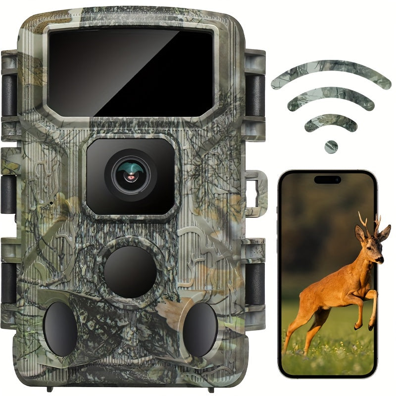 WiFi Trail Camera, 4K 64MP Game Camera With 64GB Memory Card, Trail Cam With Night Vision For Wildlife Monitoring