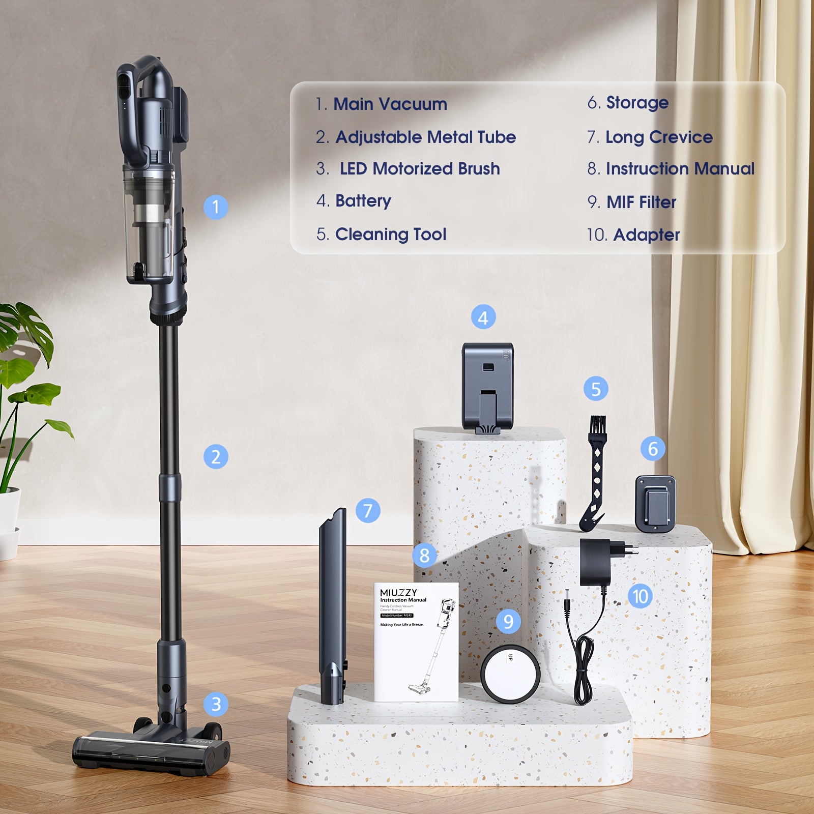 Lubluelu 30Kpa Cordless Vacuum Cleaner, Anti-Tangling Brushless Lightweight Vacuum Cleaner, Up to 50 Mins Runtime, for Home Carpet Hardwood Floor Pet Hair
