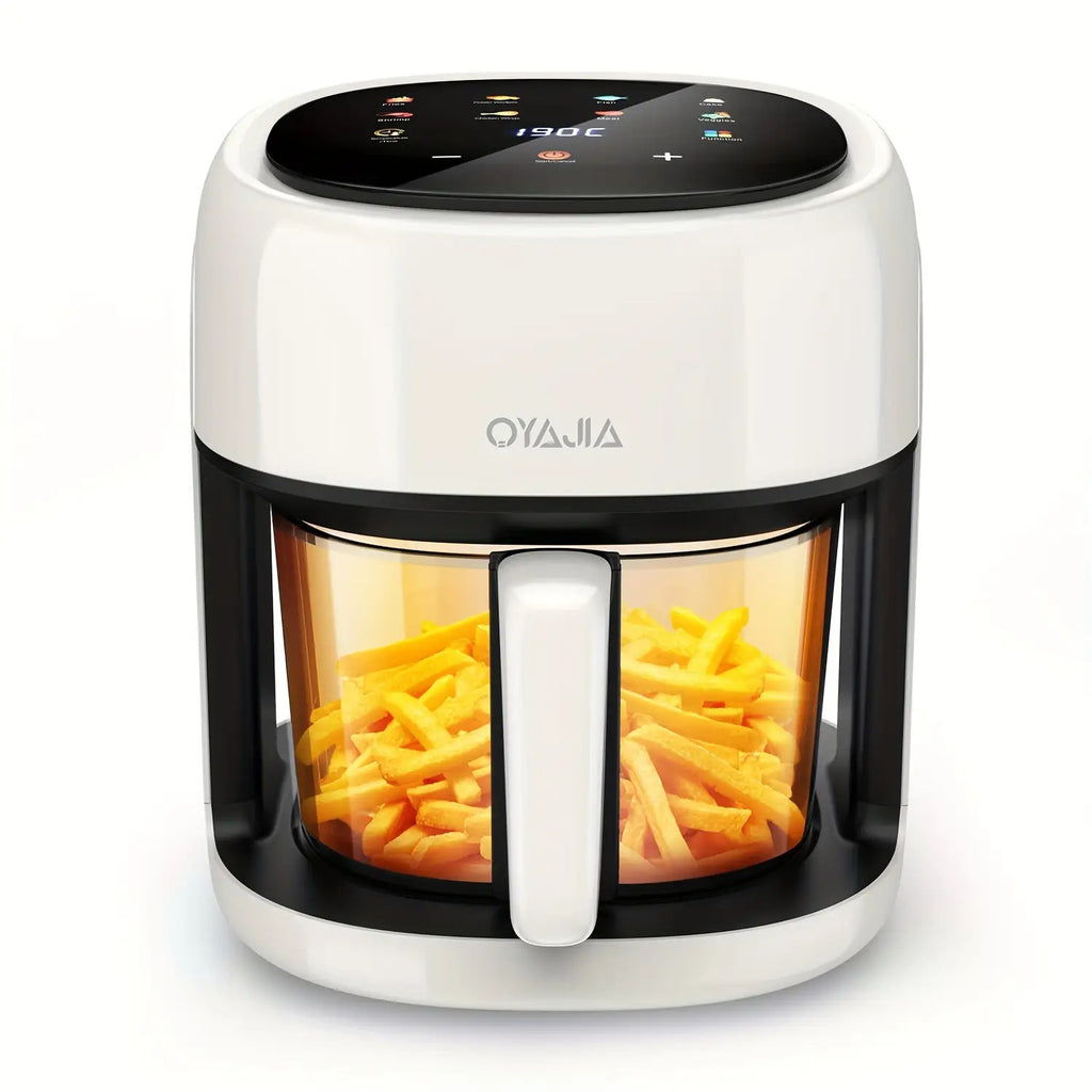 5L Großvolumige Heißluftfritteuse, Glas-Korb-Design, 1800W, 8 Touch-Voreinstellungen, Leicht zu Reinigen, Gesundes und Ölfreies Braten, Geeignet für Familientreffen & Küchengebrauch