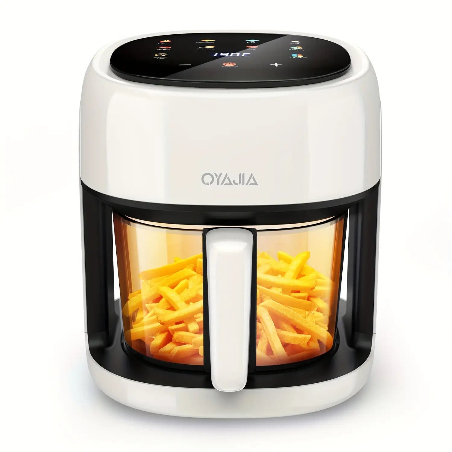 5L Großvolumige Heißluftfritteuse, Glas-Korb-Design, 1800W, 8 Touch-Voreinstellungen, Leicht zu Reinigen, Gesundes und Ölfreies Braten, Geeignet für Familientreffen & Küchengebrauch