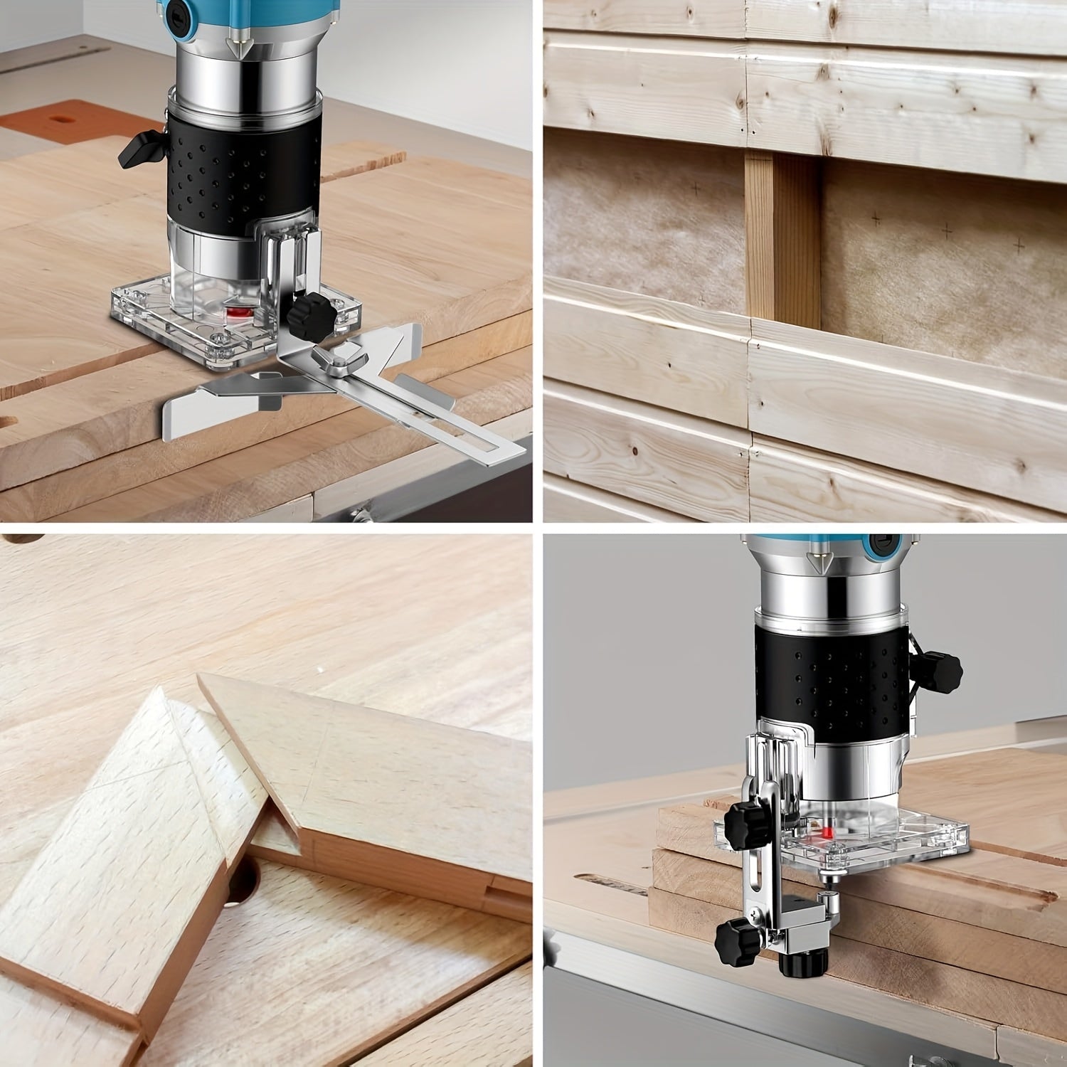 30000 U/min, 800 W Holzfräsmaschine für Schnitzen, Fräsen, Trimmen, Rillen, 1/4 Zoll Spannfutter + präzise Tiefenverstellung, elektrischer Holzschneider, Tischler-Elektrowerkzeug, Fräser-Set (15 Stk.), geeignet für DIY