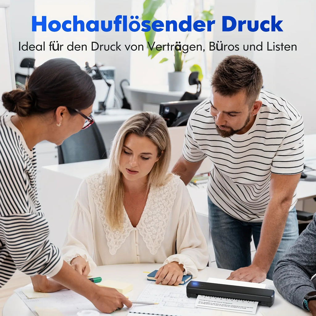 Tragbarer Tintenloser Drucker, Reise-Drahtloser Drucker, Thermischer Tattoo-Druckmaschine, Unterstützt A4 und US-Letter-Thermopapier, Kompatibel mit Smartphones und Laptops, Ideal für Business, Reisen, Büro & Zuhause