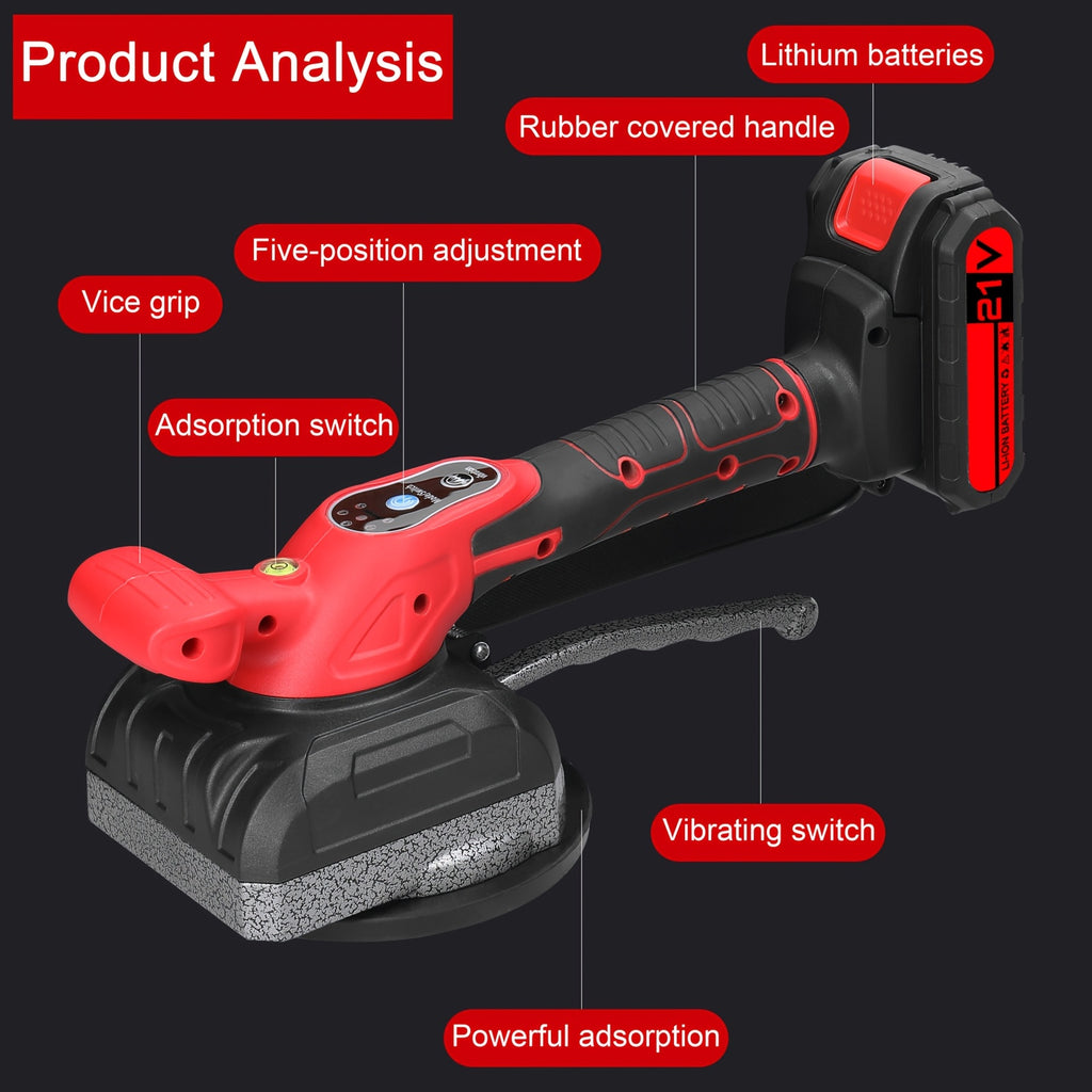 Lixada 21V Fliesenleger Fliesenverlegemaschine Hohe Tragkraft Wand Bodenfliesen Verlegung Vibrationswerkzeug Heimwerker Dekorationswerkzeug mit vergrößertem Saugnapf
