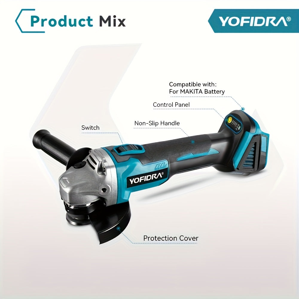 2000w Brushless Electric Angle Grinder Polisher 125mm, Power Tool for Makita 18V Battery (battery Not Included)