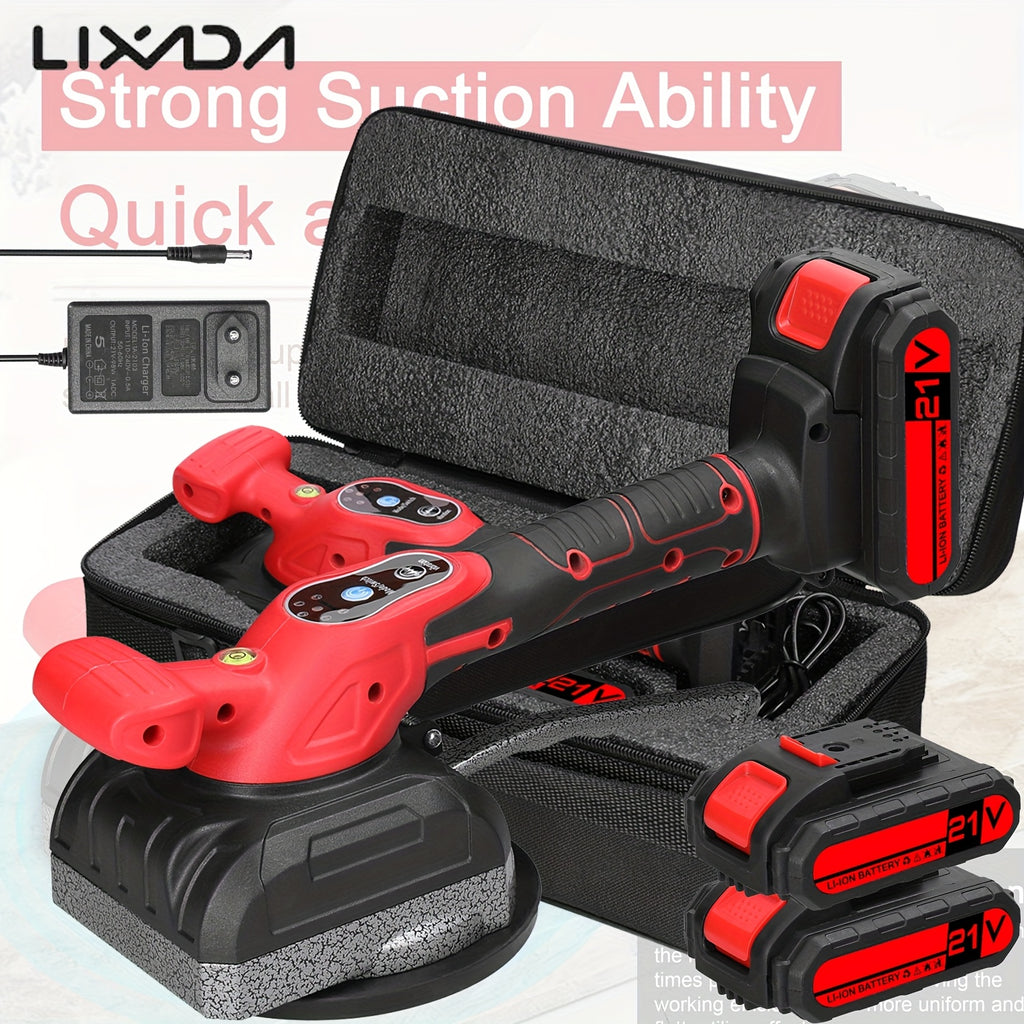 Lixada 21V Fliesenleger Fliesenverlegemaschine Hohe Tragkraft Wand Bodenfliesen Verlegung Vibrationswerkzeug Heimwerker Dekorationswerkzeug mit vergrößertem Saugnapf