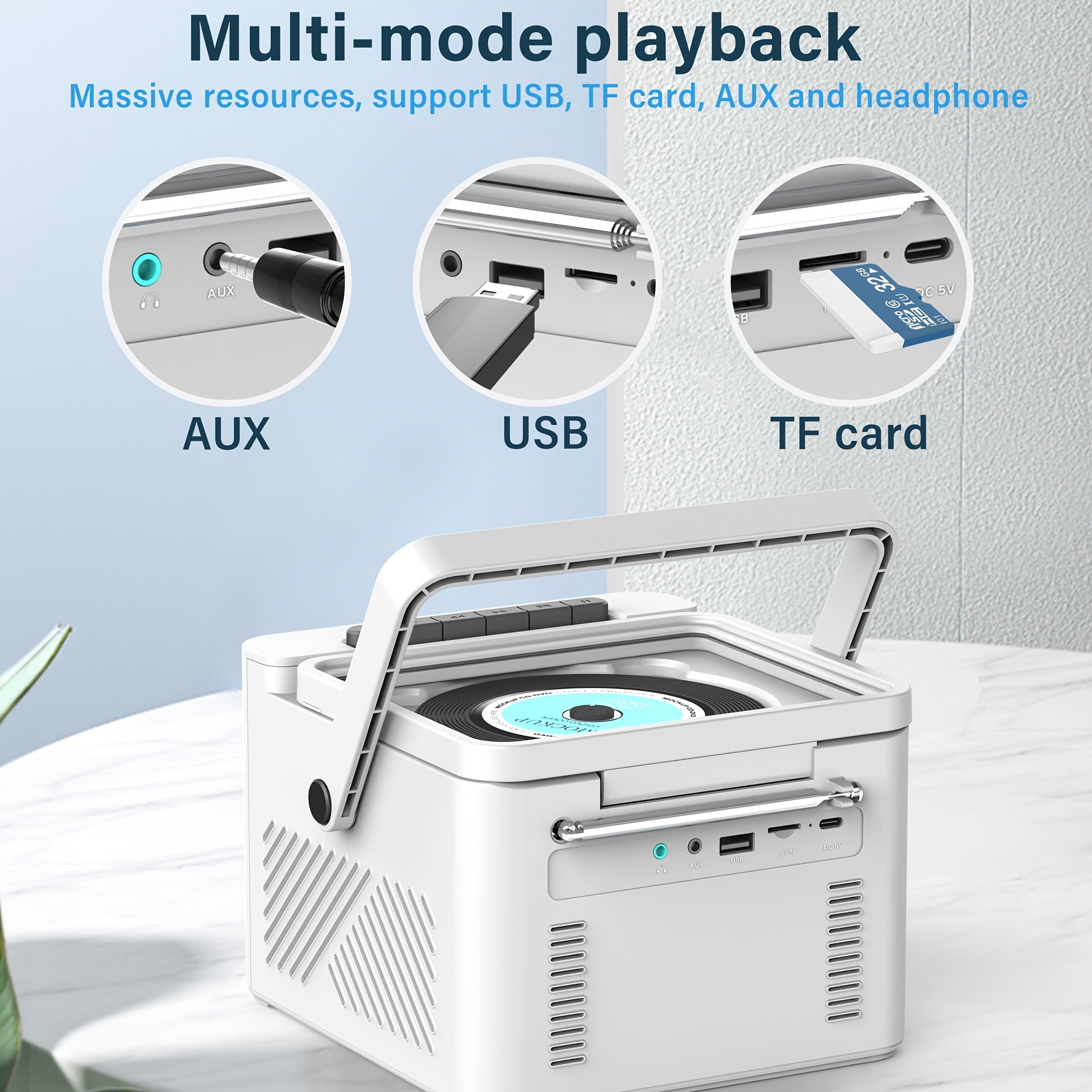 CD Cassette Player Boombox with 5000mAh