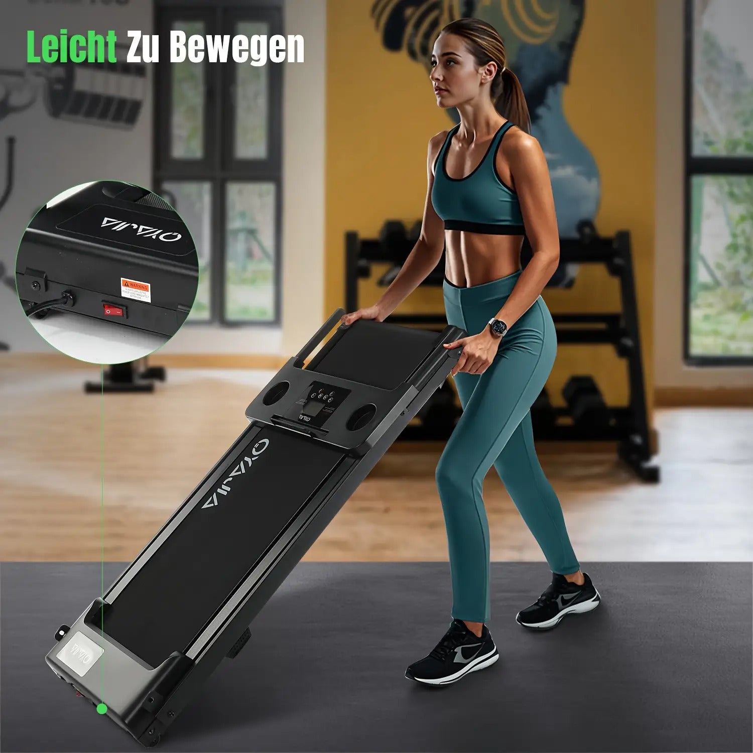 2-in-1 Faltbarer Laufband, Heim-Laufband, 2.0HP Spitzen-DC-Motor, 1-12KM/H Geschwindigkeitsanpassung, LED-Vierseitiges Display 12 voreingestellte Programme + Dreifachmodus-Umschaltung Musiklautsprecher, Breiter Laufbahn, Heim-Fitnessgerät, Heim-Falten, Oh