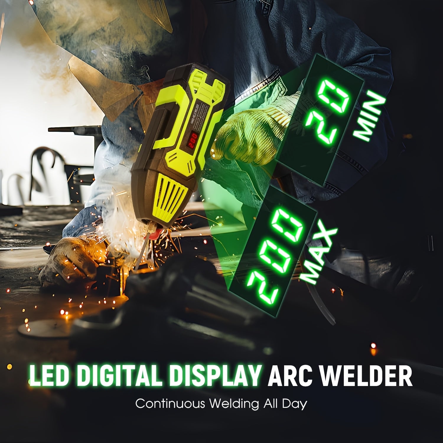 200 Ampere Tragbarer Lichtbogen-Schweißgerät | Handgehaltenes Schweißgerät | IGBT-Inverter | Digitale LCD-Anzeige | Mini-Lichtbogenschweißgerät | Tragbares Stabschweißgerät | Perfekt für DIY und Anfänger | Inklusive Zubehör