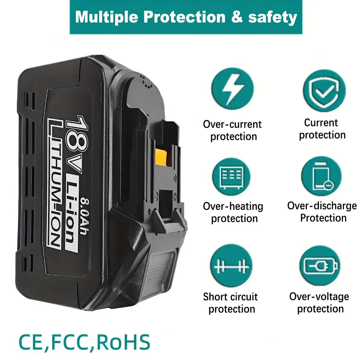 2PACK 8.0Ah 18V Ersatzakku für Makita 18V Lithium-Ionen-Akku Kompatibel mit 18 Volt BL1850B BL1840B BL1830B BL1835 BL1840 BL1850 BL1860 LXT400 Akku mit LED-Anzeige Akku-Werkzeug Akku