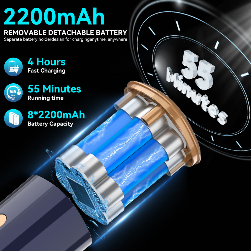 Staubsauger N9 60000Pa Akku-Staubsauger für Zuhause, 55-minütige Laufzeit, 6-in-1 Teppichreiniger, 8*2200mAh Akku, Anti-Verhedderung-Bodenbürste, Leistungsstarker Saugkraft, Auto-Zubehör, Haustierhaare, Teppiche und Hartböden, Ideales Geschenk, Staubsauge