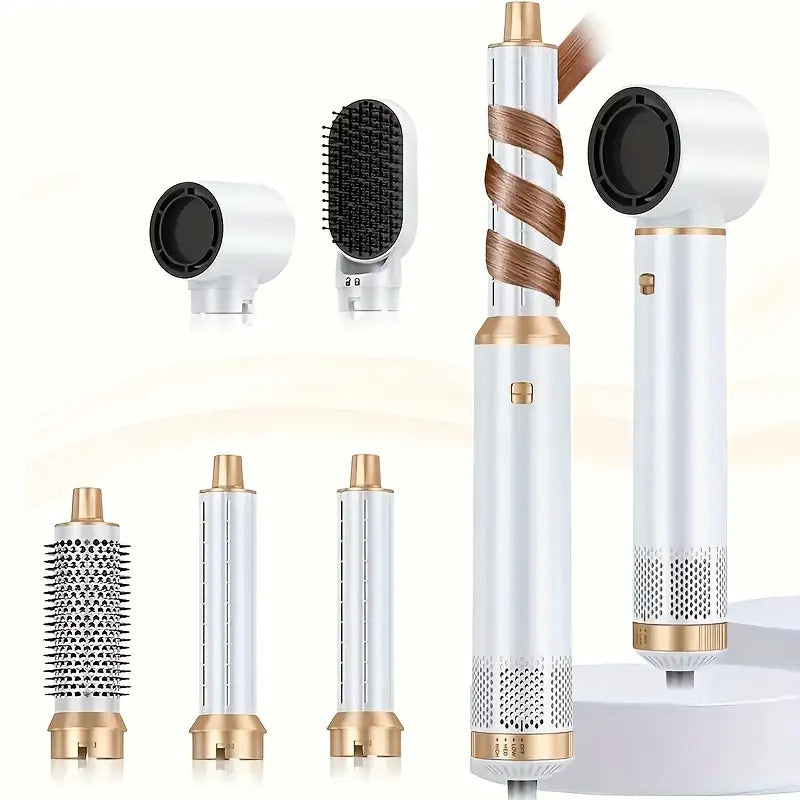 5-in-1 Heißer Haarbürste Multifunktionaler Haarstyler, Glätteisen Lockenstab Elektrischer Lockenwickler Bürste, EU Stecker, Haarstyling-Werkzeuge, Elegantes Styling-Tool, Metallisches Finish, Vielseitiges Styling-Tool, Modernes Styling-Tool, Langlebige Ko